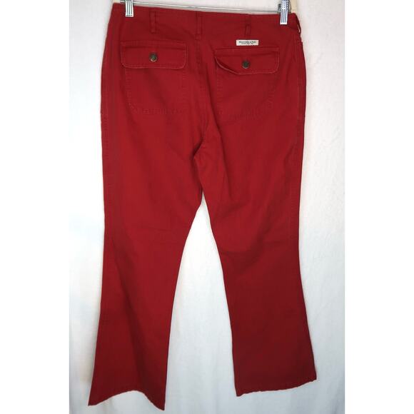 Abercrombie & Fitch Red Straight Leg Chino Pants Women  Size 10 Red Cotton Capri - Picture 2 of 6